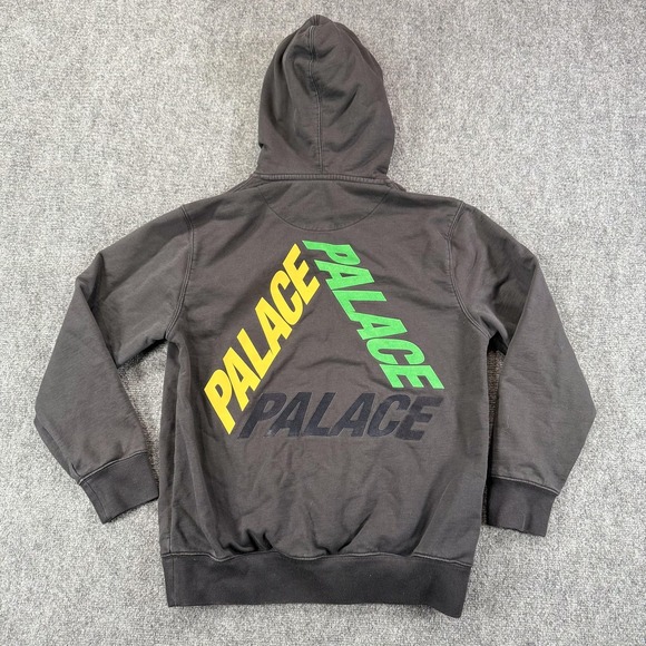 Palace Hoodie Mens Medium Black Yellow Tri-Ferg Pullover Streetwear Skate - Picture 1 of 14